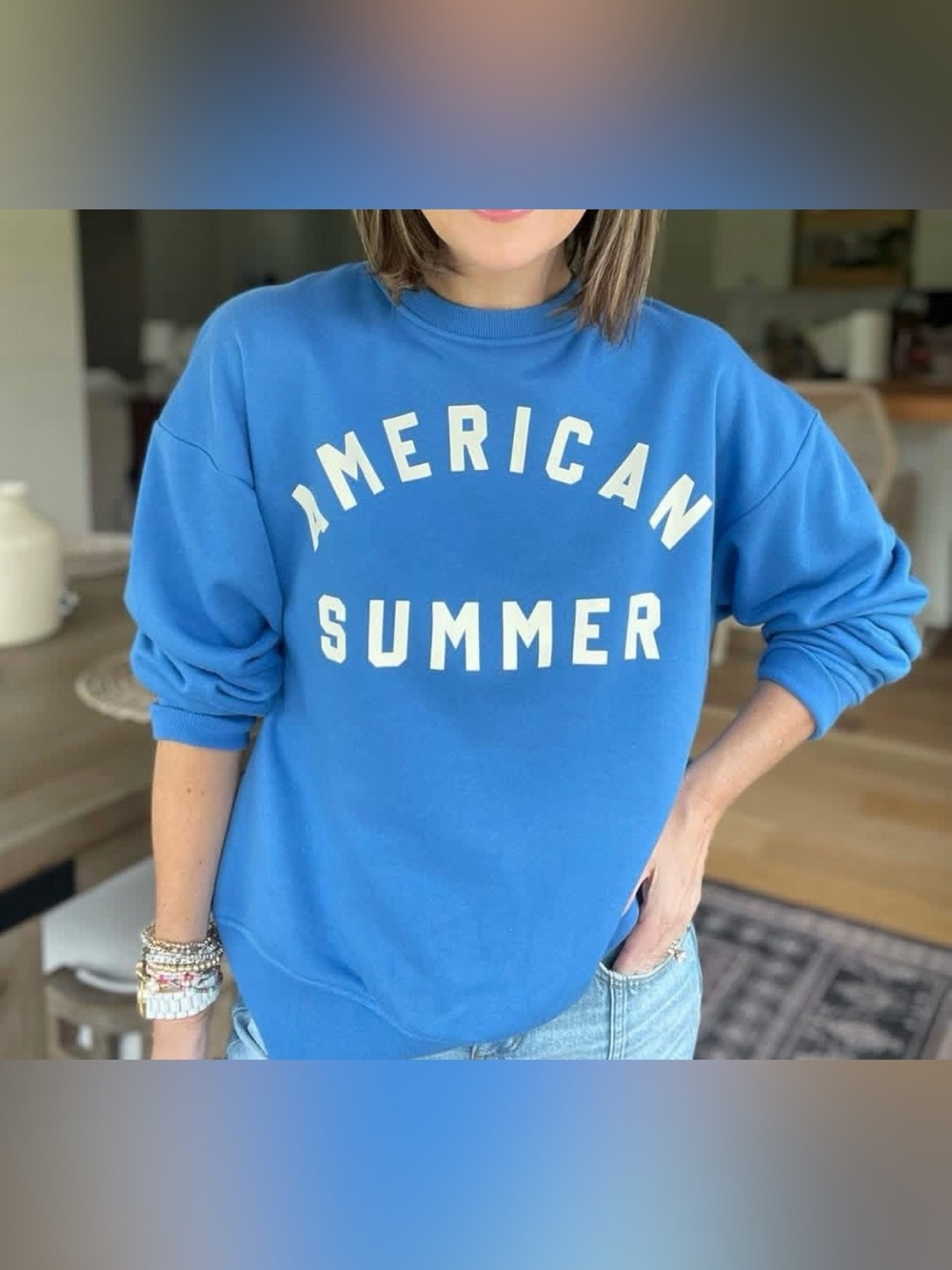 Universal Thread Blue "American Summer" Pullover Sweatshirt